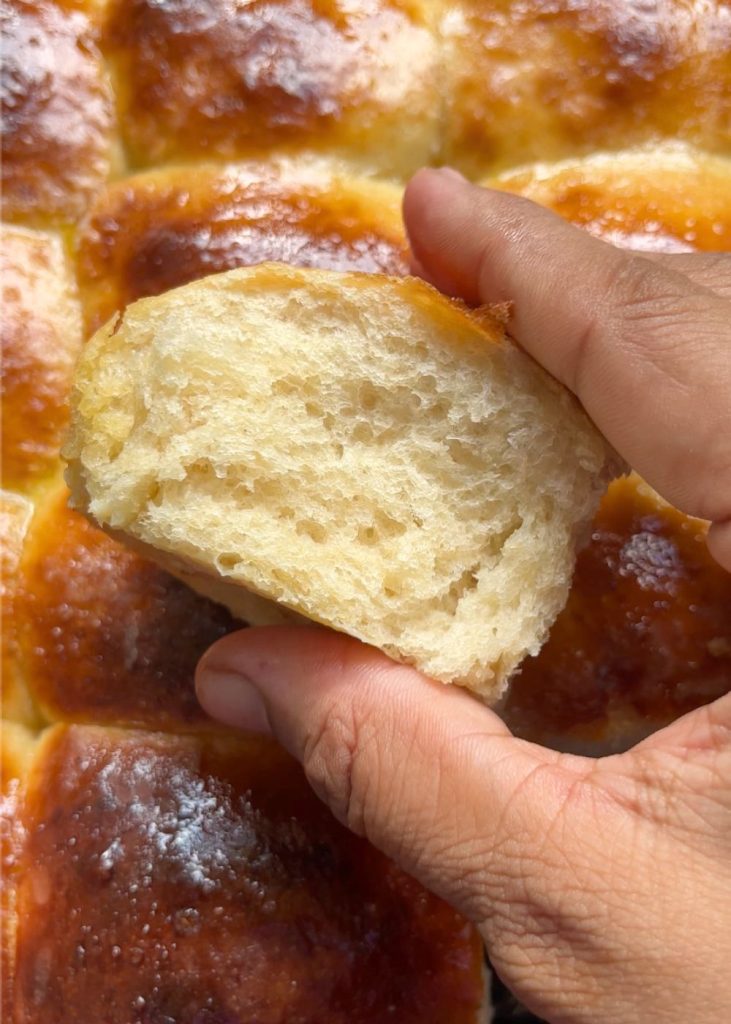 soft texture of dinner rolls