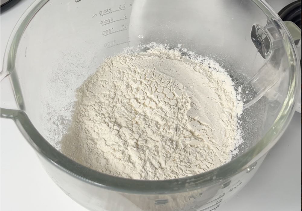 plain flour in stand mixer bowl