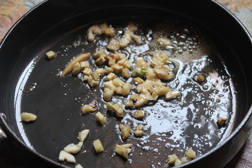 for chilli chicken sauce. Heat butter and add ginger and garlic