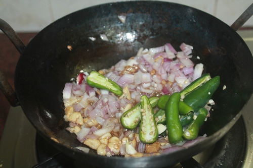 chilli chicken gravy sauce. Heat oil add ginger, garlic, onions and chillies