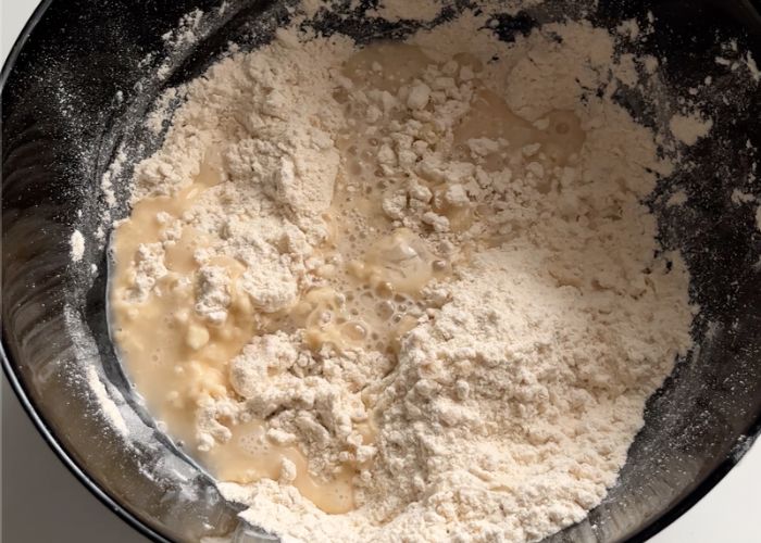 add water into flour