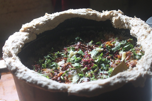 seal the pot with wheat dough