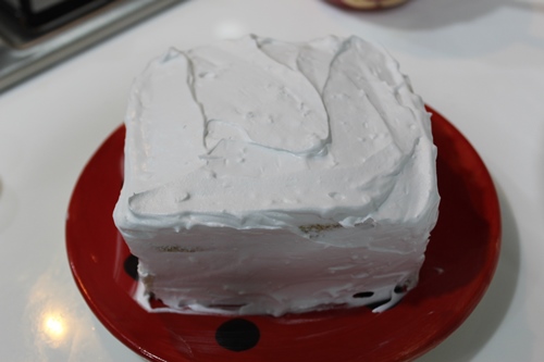 bread cake covered in whipped cream