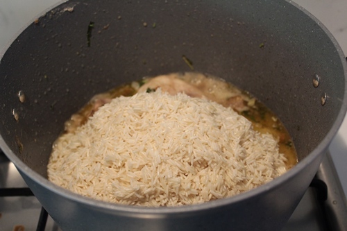 add drained basmati rice