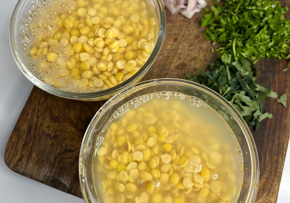 toor dal and chana dal soaking in water