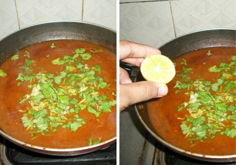 add coriander leaves and lemon juice