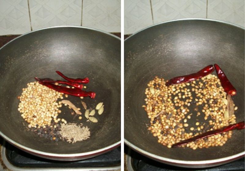 roast spices for chana masala powder
