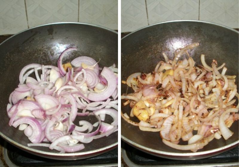 cook onions till golden