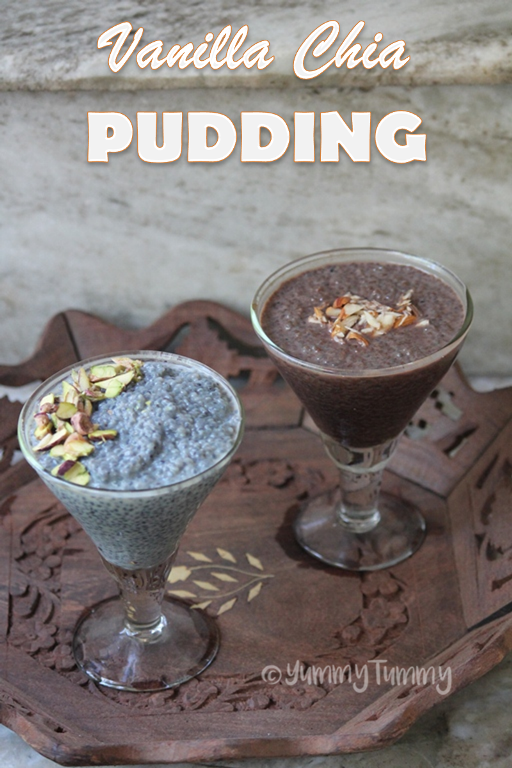 vanilla and chocolate chia pudding served side by side