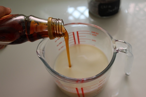 add in maple syrup and vanilla