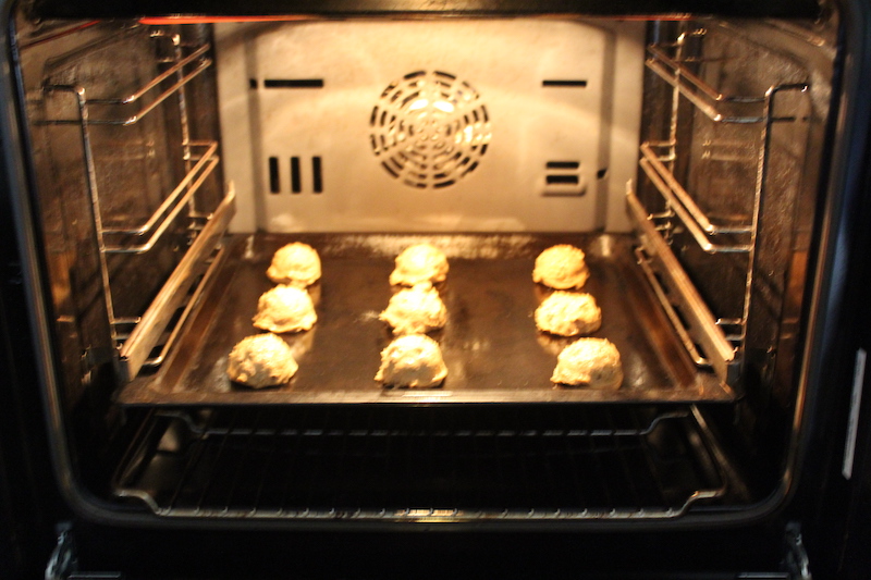 cookies baking in low rack of oven