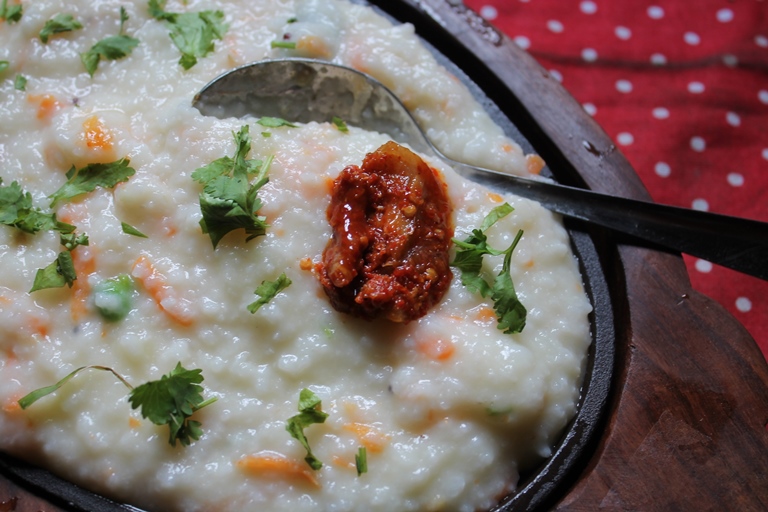 curd rice | yogurt rice served with pickle