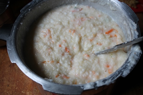 mix well the curd rice