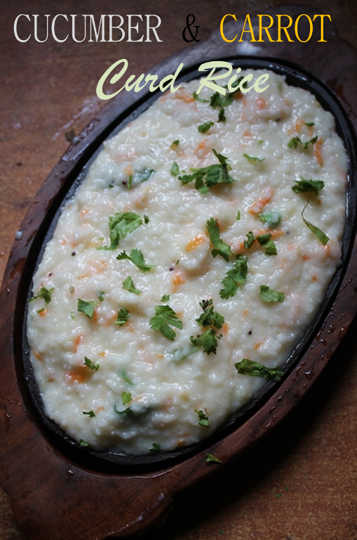 cucumber and carrot added to curd rice