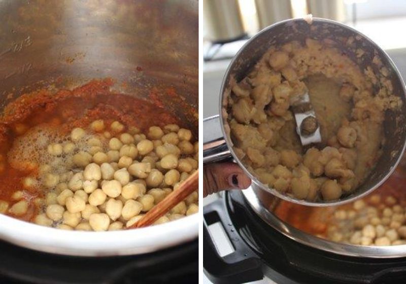 add chickpeas and mix