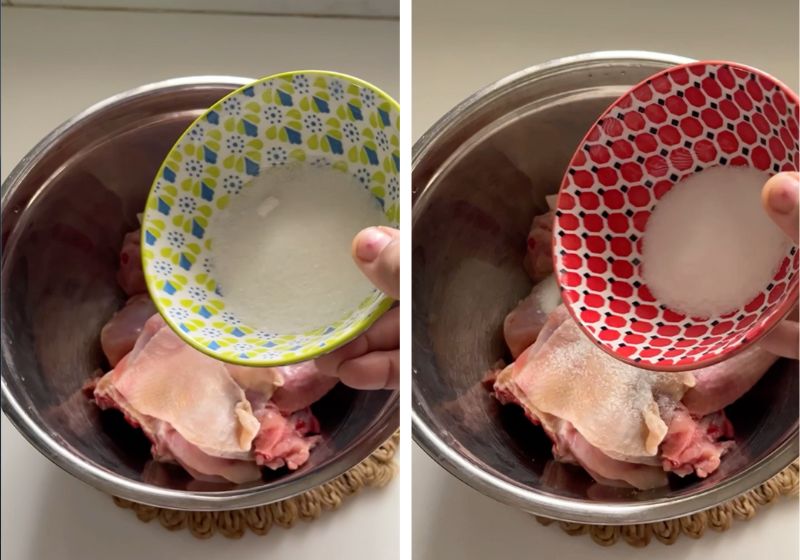 brining chicken in salt and sugar solution