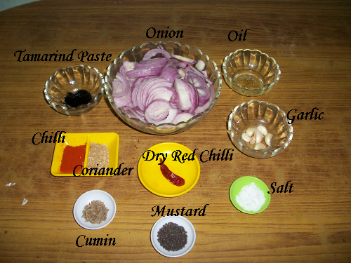 ingredients for onion chutney