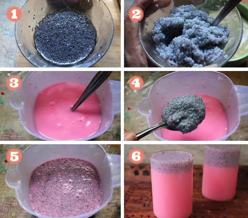 how to make sabja rose milk 