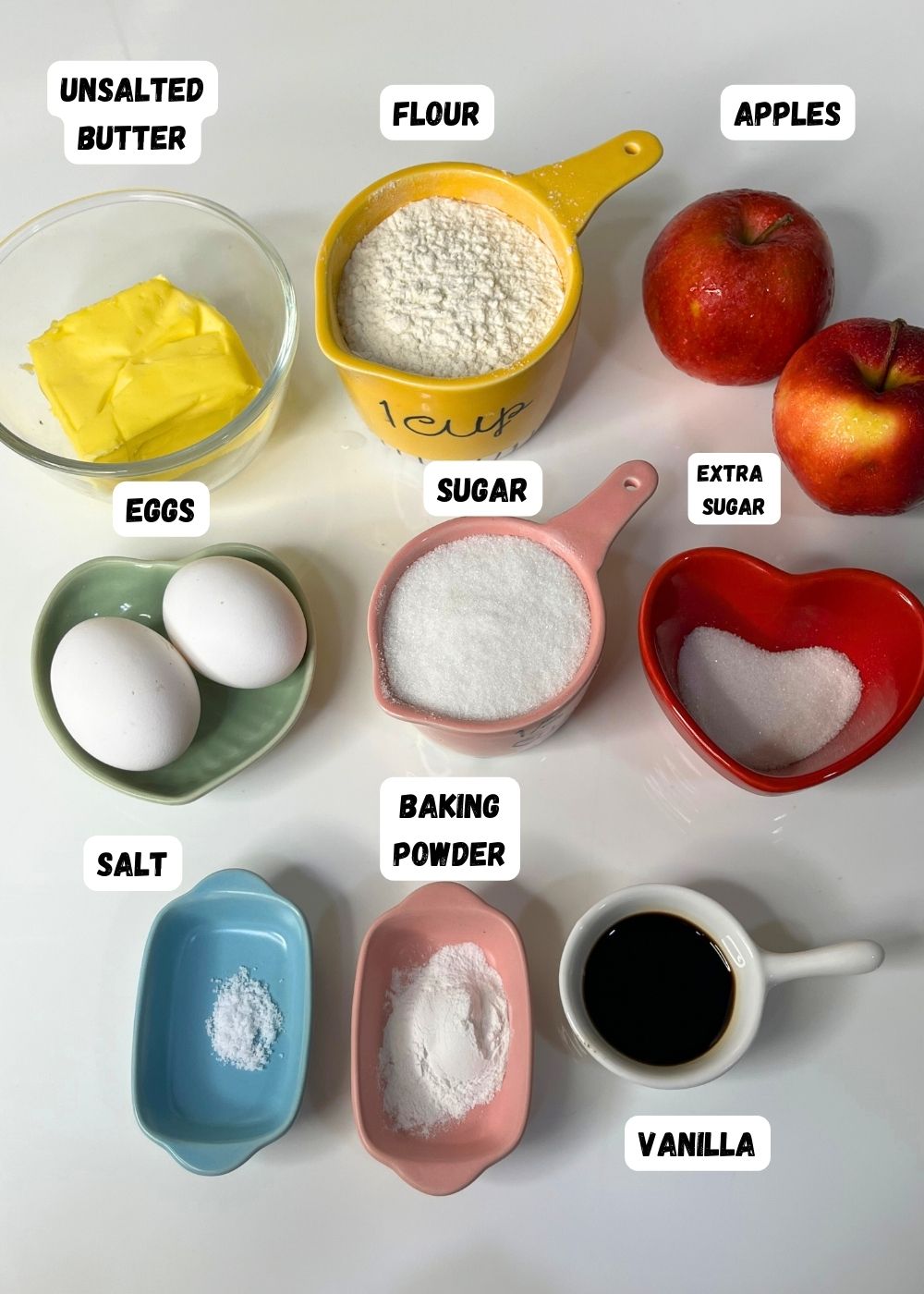 ingredients for making apple cake