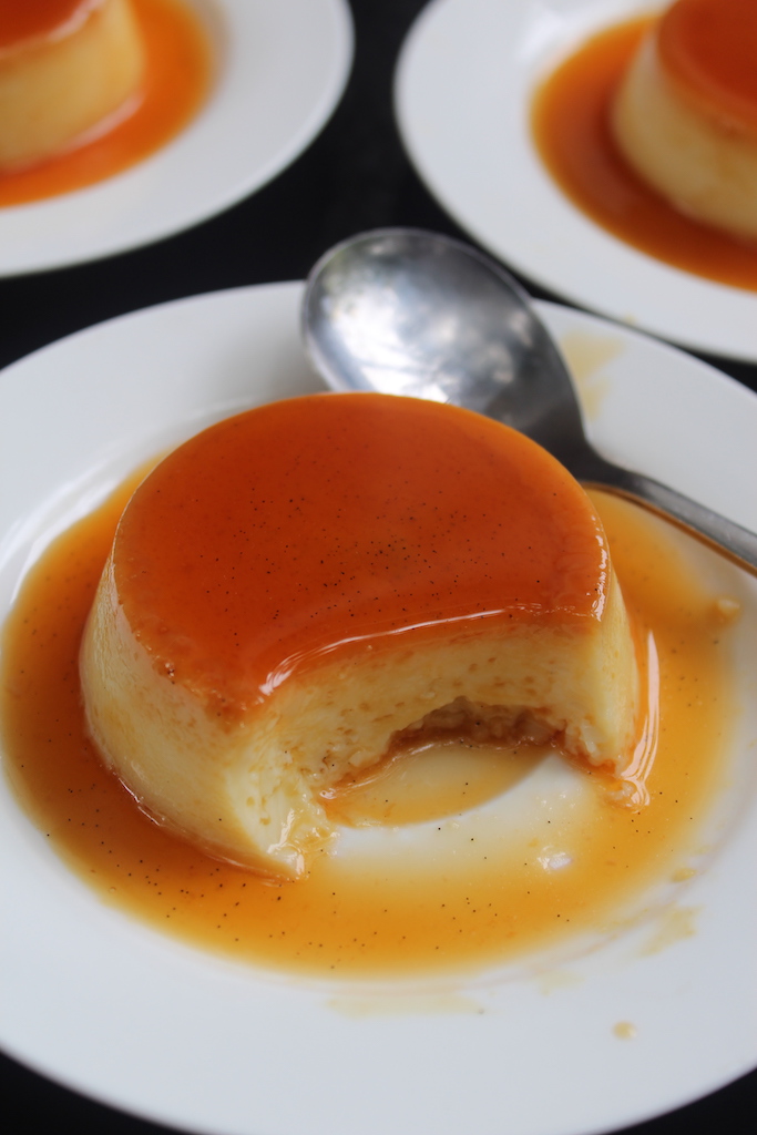 creme caramel or caramel custard texture shown