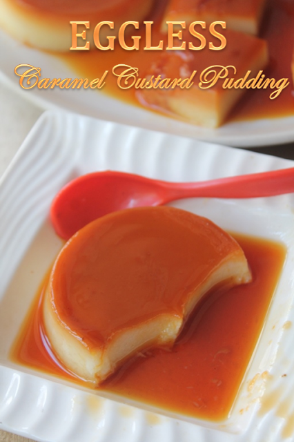 texture of eggless caramel custard 