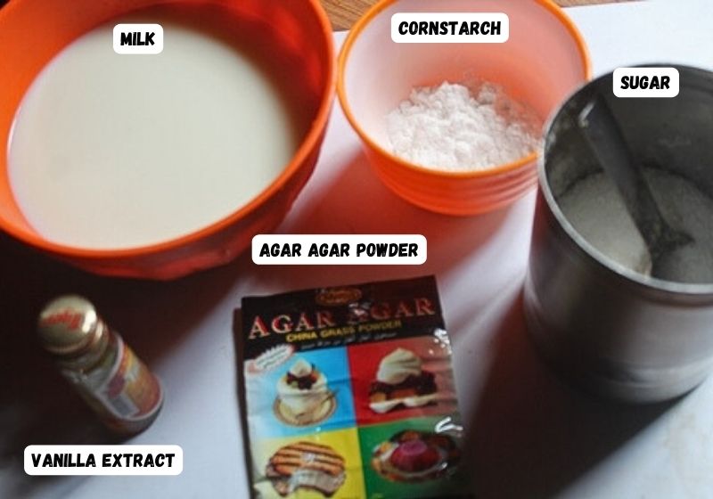 Ingredients for making Eggless Caramel Custard