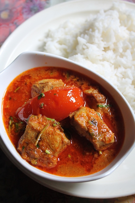 fish curry served with rice