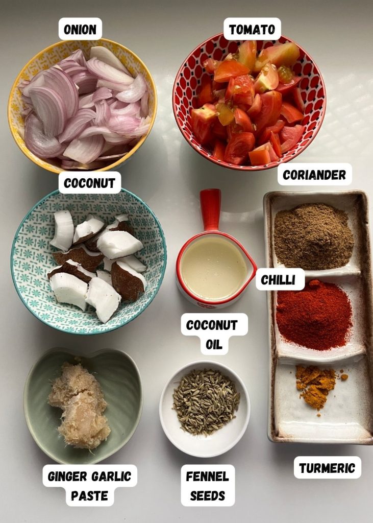 ingredients for fish curry masala base