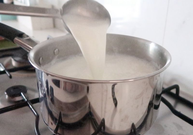 boil milk in a sauce pan for curd making