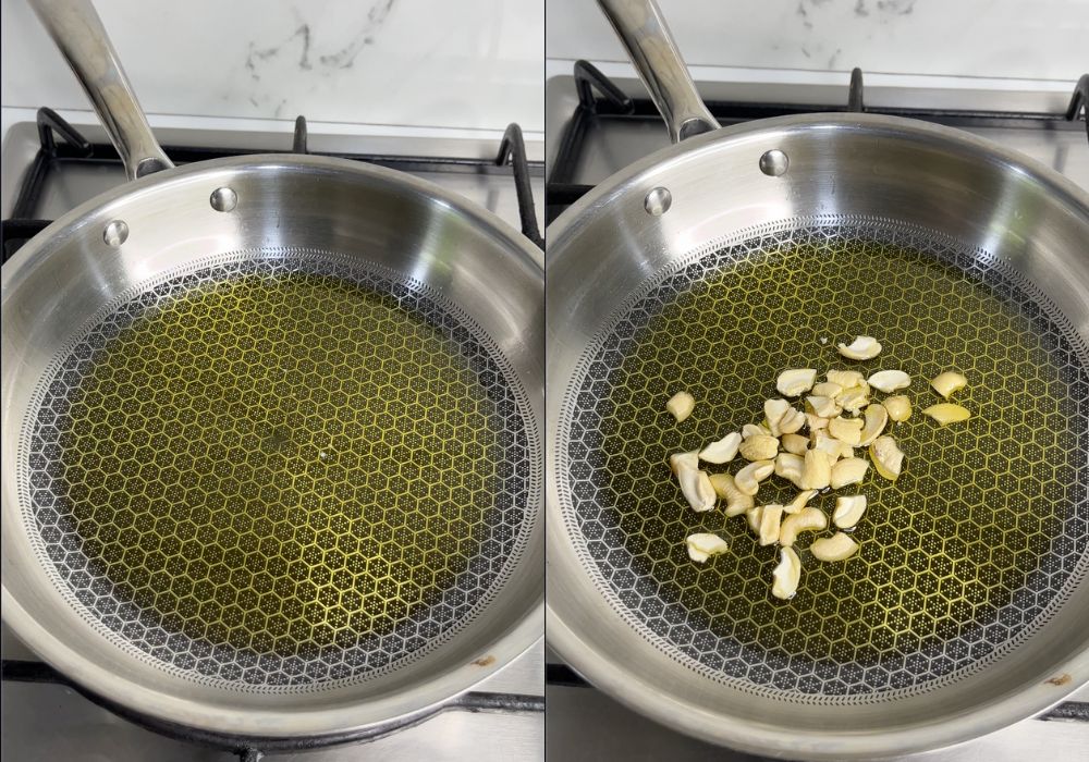 fry cashews in ghee for making nei urundai