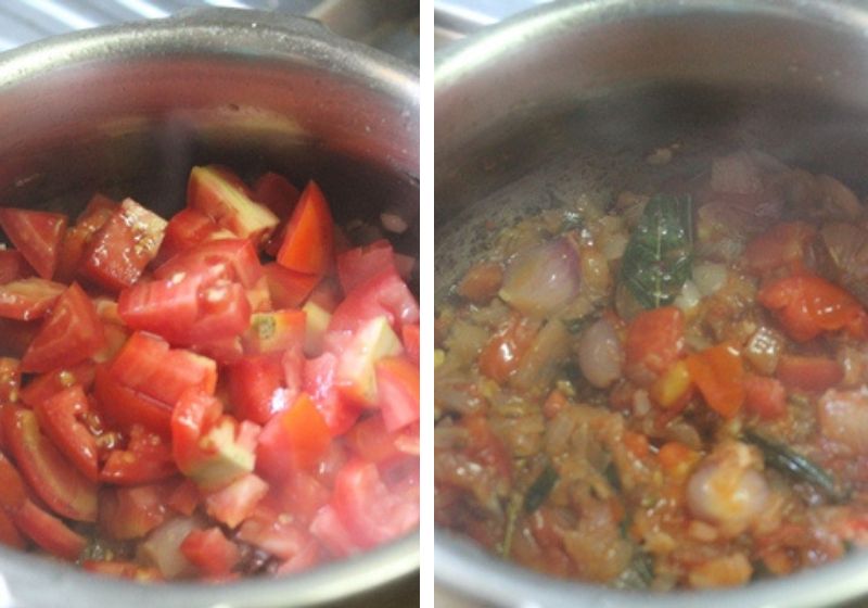 add in tomatoes and cook till mushy