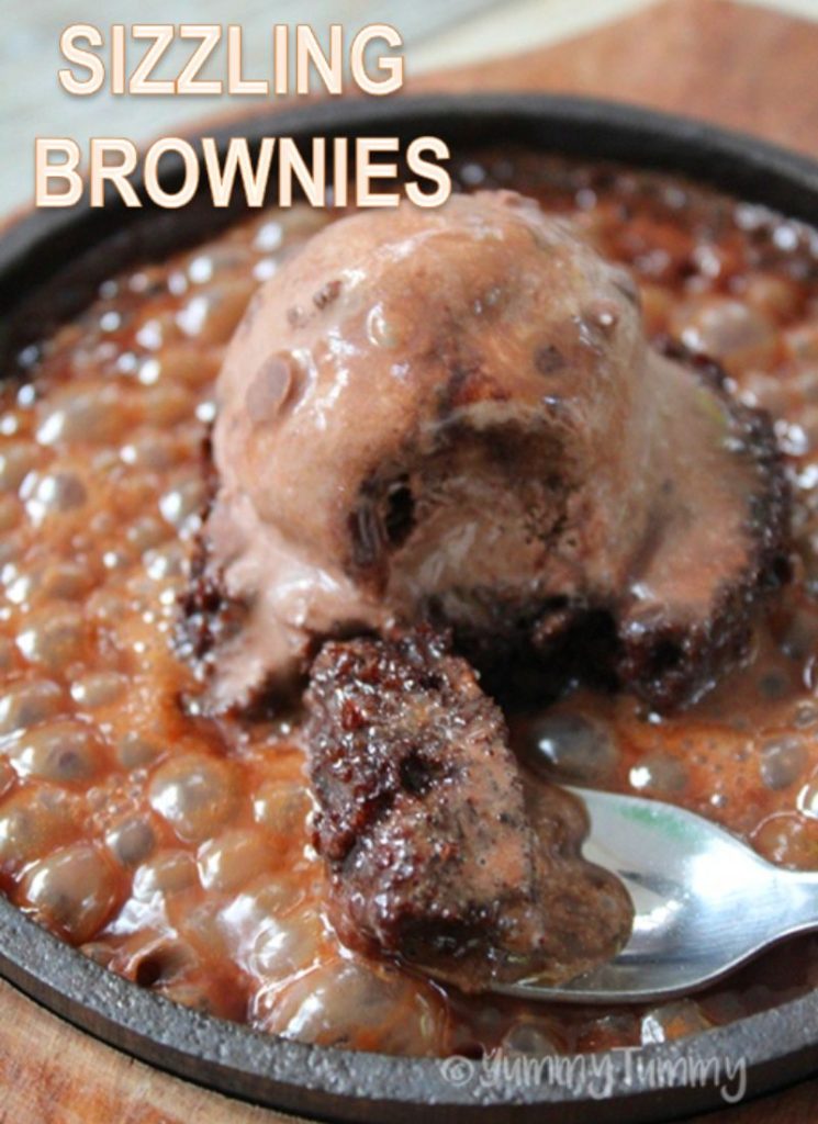 a spoonful of hot sizzler brownie