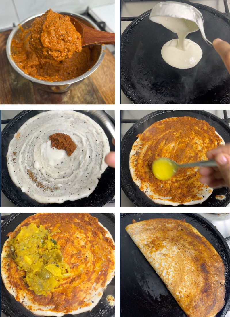 how to assemble and cook mysore masala dosa