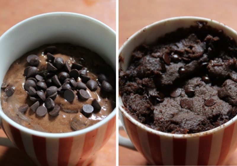 nutella mug cake baked in mug