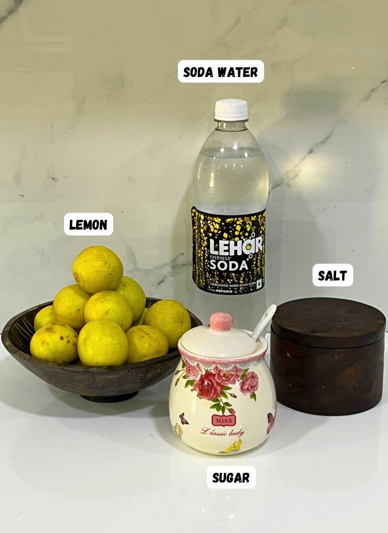 ingredients for making lemon soda