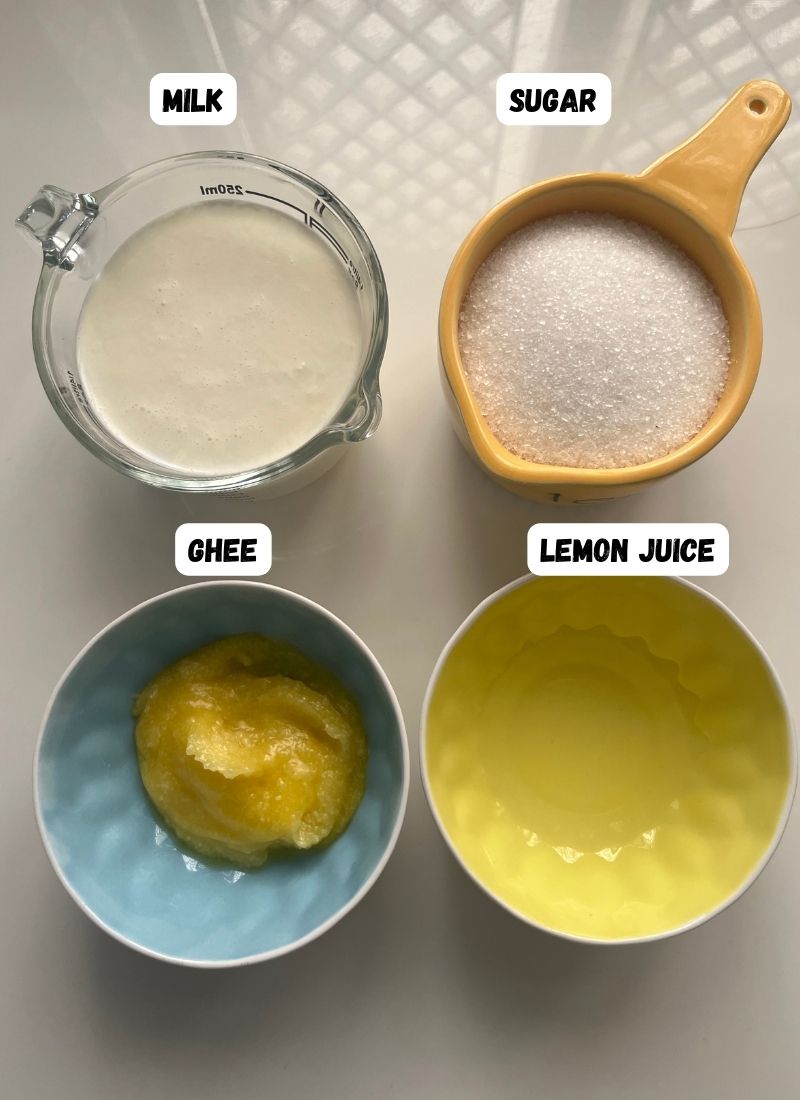 ingredients for making milk cake