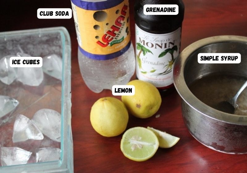 Ingredients for pink Lemon Soda