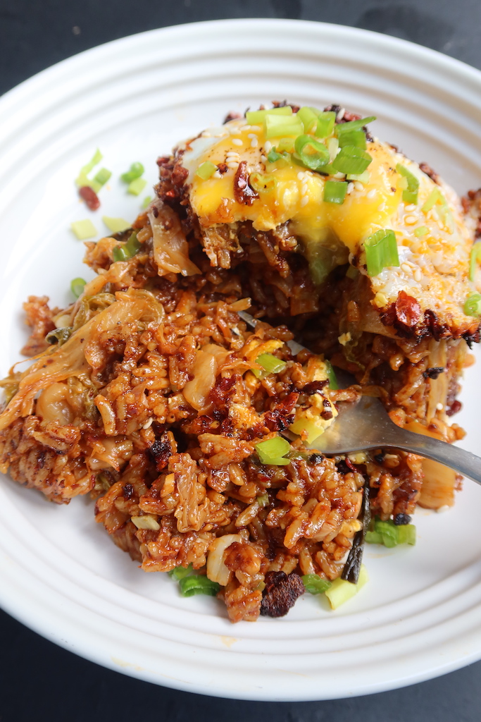 texture of spicy kimchi fried rice