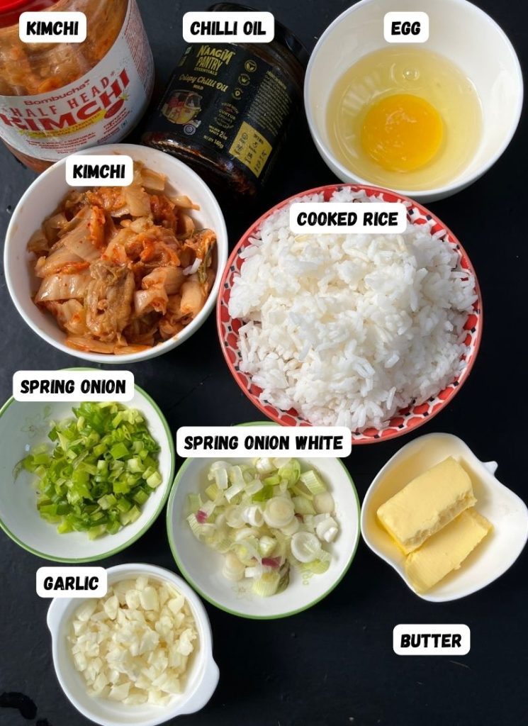 ingredients for kimchi fried rice