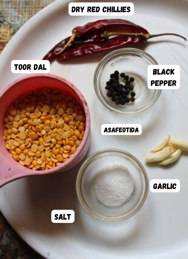 ingredients for making paruppu thogayal