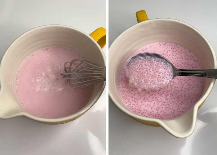 mix rose milk with cooked sago