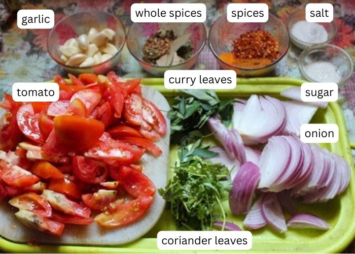 ingredients for making tomato rice
